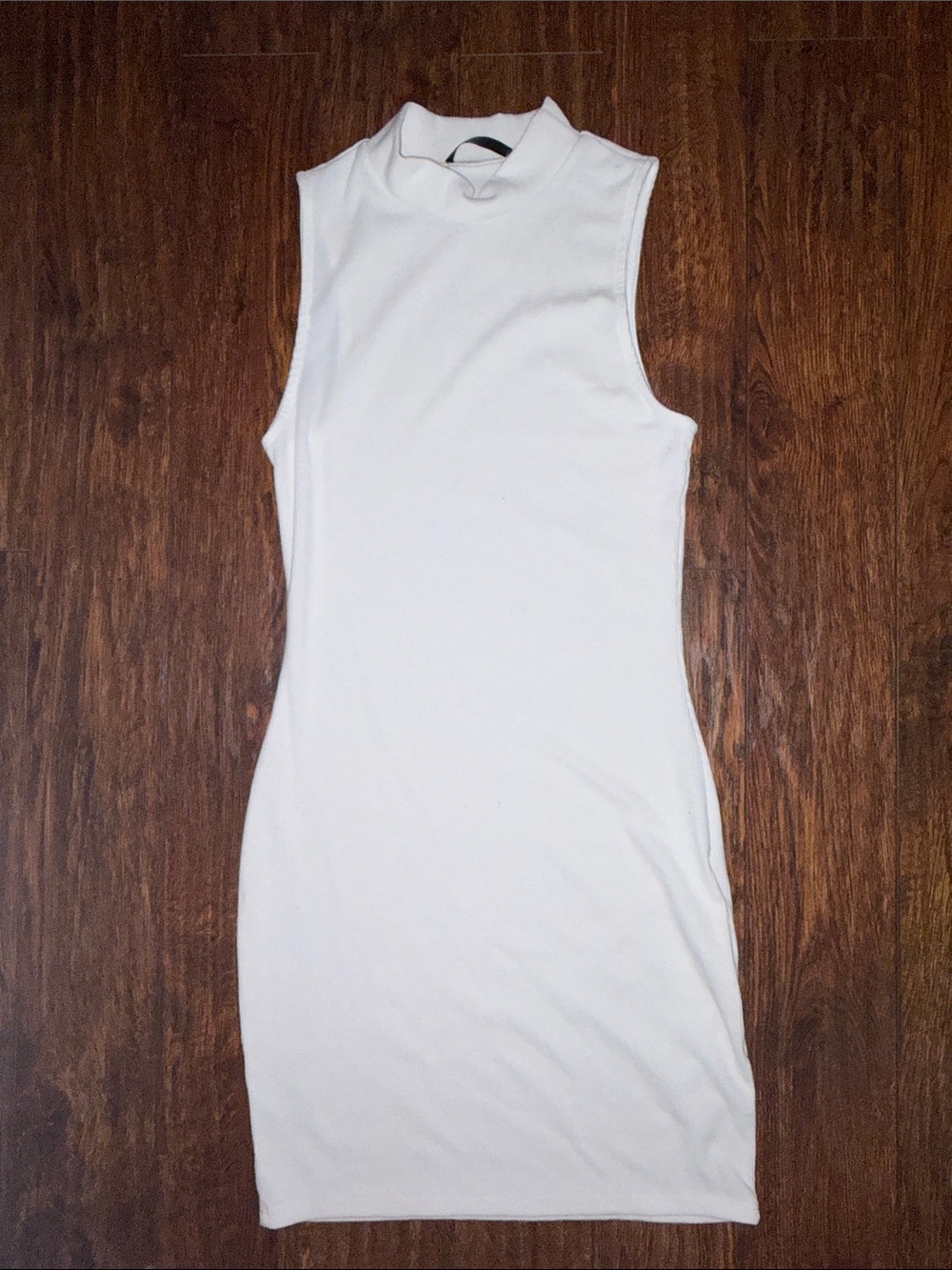Blue Blush White Sleeveless Mock Neck Mini Dress